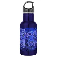 Best Mom with Blue Flower Background Water Bottle