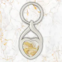 Modern Gold & White Agate Geode Monogram |  Keychain