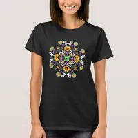 Halloween Mandala Ghosts, Pumpkins, Bats and Skull T-Shirt