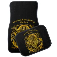 Gold Bison Amid Mountains and Trees Car Floor Mat