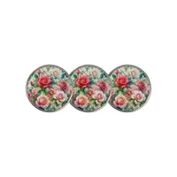 Whimsical Rose Pattern Golf Ball Marker