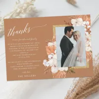 Rustic Terracotta Boho Pampas Palm Photo Wedding Thank You Card