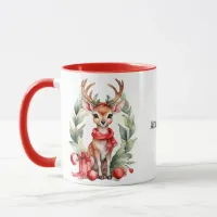 Christmas Deer with Red Scarf Coffee Mug