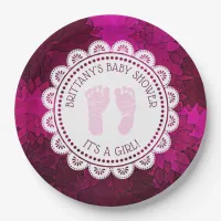Personalized Magenta Girl's  Baby Shower Plate