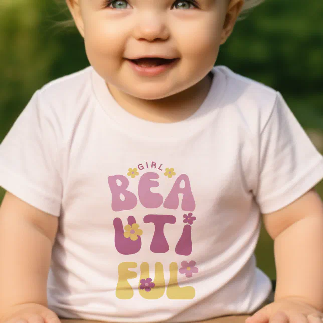 Beautiful Girl Typography Cute Flowers  Toddler T-shirt