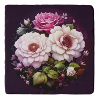 Pink Roses Watercolor Floral Trivet