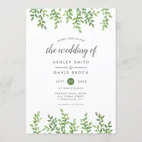 Modern Watercolor Greenery Wedding Invitation