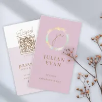 Elegant Pink Holographic Script Beauty Business Card