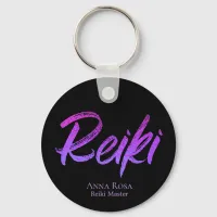 *~* Reiki Energy Healing Iridescent Typography Keychain