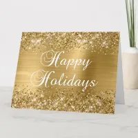 Glittery Gold Foil Big Happy Holidays Card