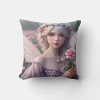 Beautiful June Fairy in Roses Throw Pillow