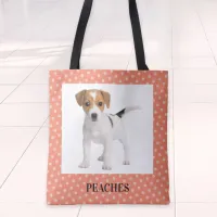 Pretty Peach Polka Dot Pattern Custom Dog Photo Tote Bag