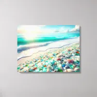 Pretty Ocean Beach with Sea Glass Canvas Print