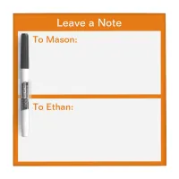 Minimalistic Orange College Dorm Door Dry Erase Board