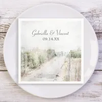 Wooden Boardwalk to the Beach Wedding Napkins