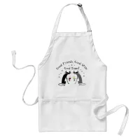 Good Friends Good Times Wine Quote with Cats Adult Apron