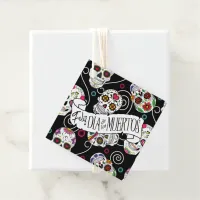 Sugar Skulls and Swirls Black ID725 Favor Tags