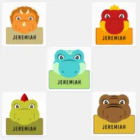 Cute Colorful Dinosaur Heads Kids' Labels