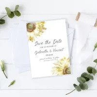 Yellow Sunflowers Watercolor Wedding Save the Date