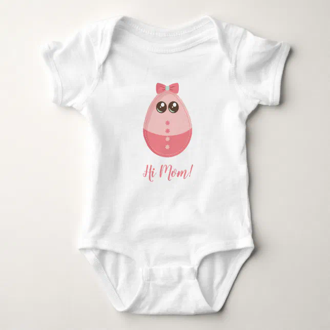 Hi Mom Funny Egg  Baby Bodysuit