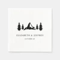 Rustic Mountains Pine Winter Wedding Napkins