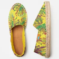 Tropical Exotic Chic Modernistic Leaves Pattern Espadrilles