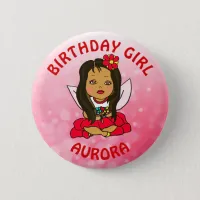 Personalized Pretty Fairy Birthday Girl Button