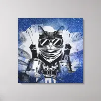 *~ Blue Percussionist Cool Cat DRUMMER AP91  Canvas Print