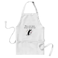 Glass Half Full Funny Wine Toast with Cat Adult Apron