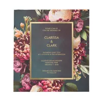 Dark Moody Bold Floral Marsala Wedding Invitation Notepad