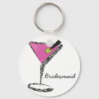 fun martini hot pink keychain