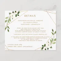 Wedding Details Information Geometric Greenery Enclosure Card