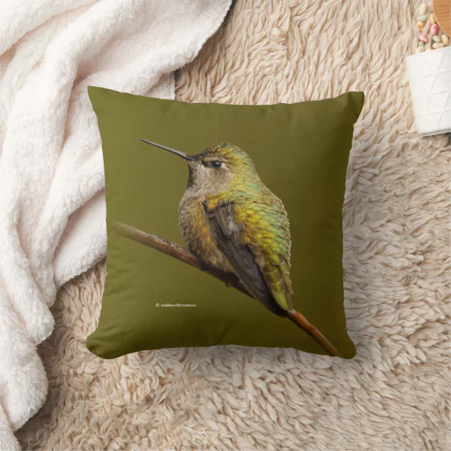 Anna's Hummingbird on Scarlet Trumpetvine Throw Pillow