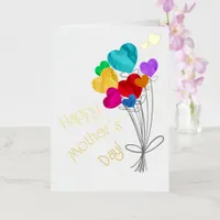 Happy Mother’s Day multicolor and gold balloons Foil Greeting Card