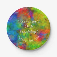 [Atomic Tie-Dye] Psychedelic Rainbow Colors Paper Plates