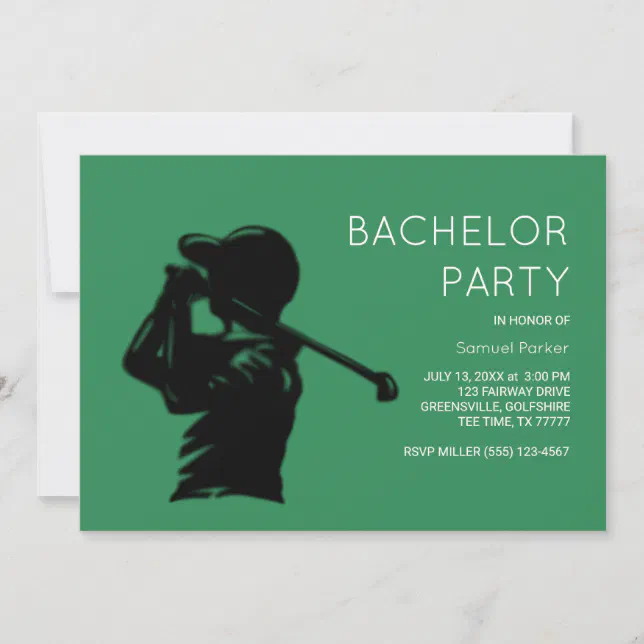 Black golfer Golfing Trip Bachelor Party minimal Invitation