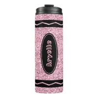 Custom Name Pale Pink Glitter Crayon Drink Tumbler