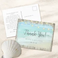 Rustic Wood Beach Wedding Thank You  Postcard