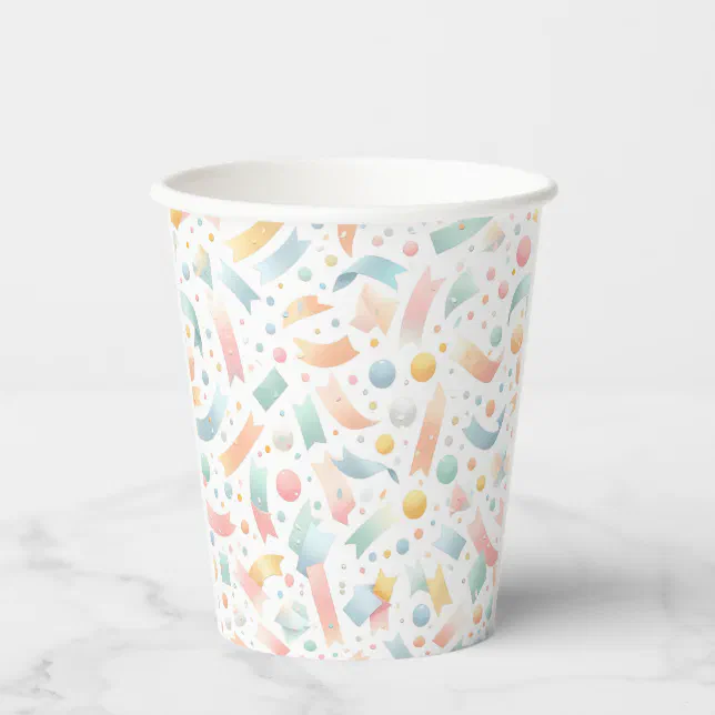 Cute Fun Kids Confetti Colorful Pastel Birthday Paper Cups