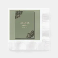 Luxury Modern Sage green & gold classic metallic N Napkins