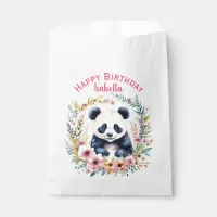 Panda Bear in Flowers Girl's Birthday Personalized Favor Bag