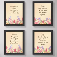 God Bless Our Home Floral Wildflowers Beige Wall Art Sets