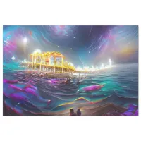 Cosmic Santa Monica Pier AI created Digital Art Tissue Paper