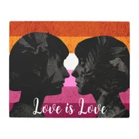 Lesbian Flag with Two Woman Silhouettes  Metal Print