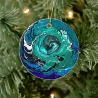Blue Eternity | Abstract Art Christmas Ceramic Ornament