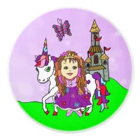 Purple Princess and Unicorn Ceramic Knob