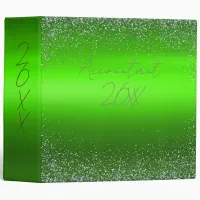 Green Brushed Metal Glitter Monogram Simple | 3 Ring Binder