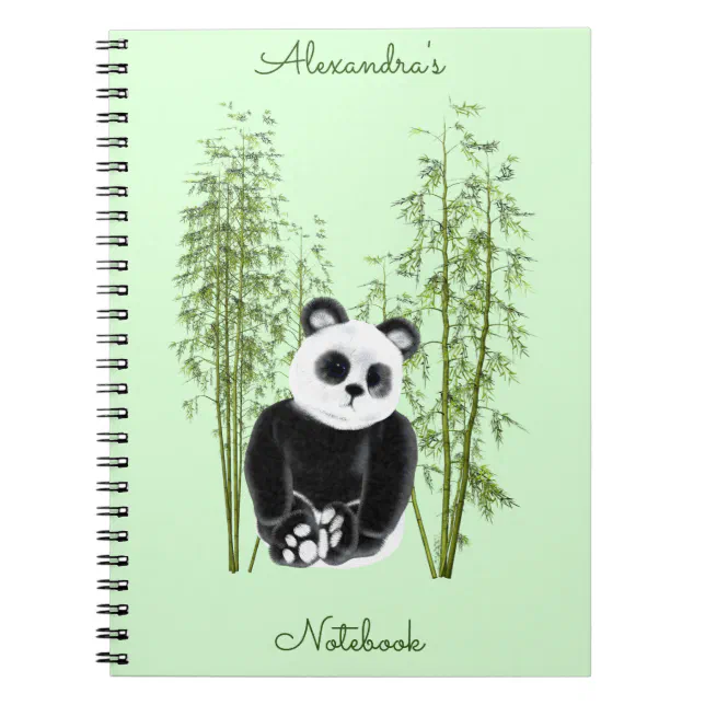 Cute Panda Sitting in Bamboo Notebook