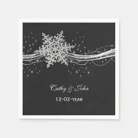 black Silver  personalized wedding napkin