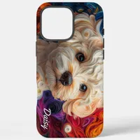 Colorful Bichon Frise Portrait iPhone 16 Pro Max Case